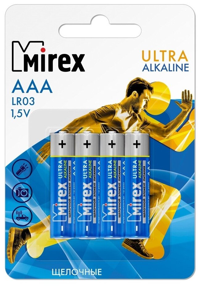 

Батарейка AAA LR03 Mirex Алкалайн 4 шт. в блистере