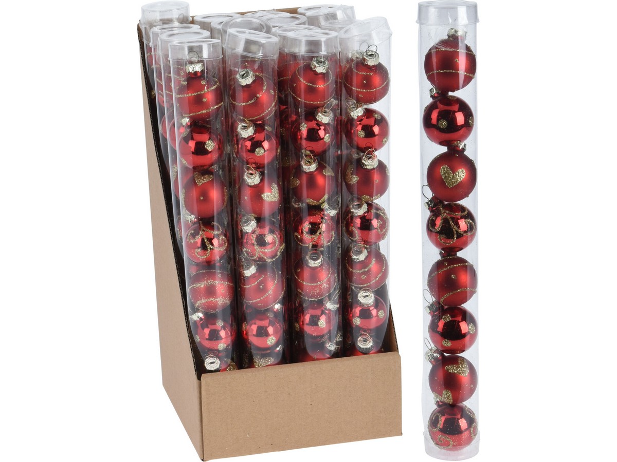 Набор шаров ёлочных Red (8шт), 3см, стекло, арт. ABR525020, Koopman  - купить