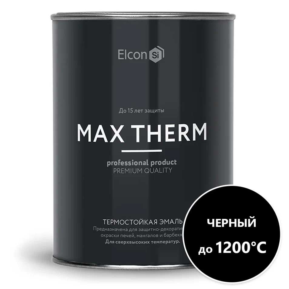 

Эмаль термостойкая Elcon Max Therm,черная до 1200°,0,8кг